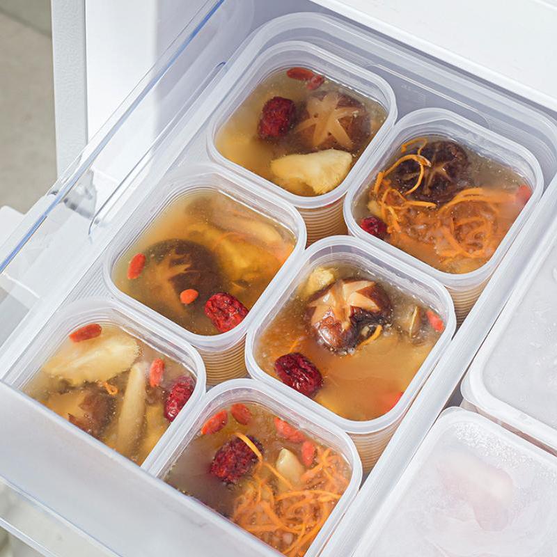 Lebensmittelaufbewahrungsbehälter 6 Fächer Gemüse Obst Frischhaltebox mit Deckel für Kühlschrank Küche Gewürz Aufbewahrungsglas