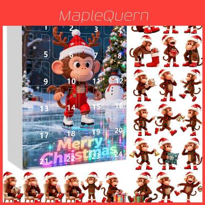 Christmas Countdown Blind Box With Monkey Christmas Tree Ornaments For Holiday Decor