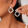 Metallic Geometric Oval Rhombus Silver Needle Earrings Fashion Versatile Earrings