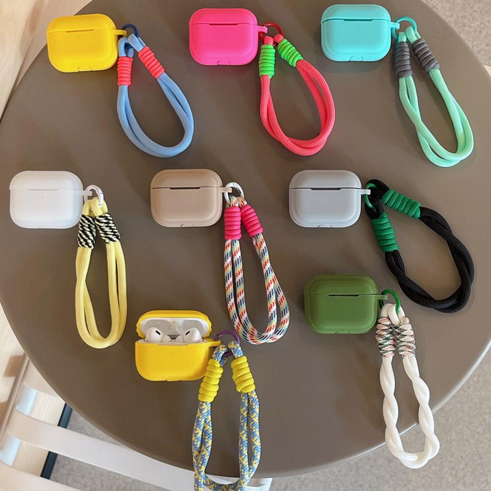 korea cute candy silicone headphone cover case for airpods 4 simple fall prevention lanyard for airpods 1 2 3 pro 2