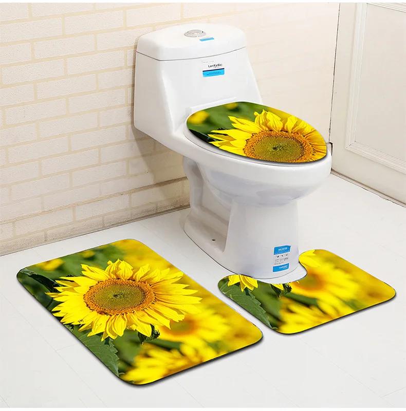 3D Ocean Seabed Animals Toilet Cover Bath Mat Sets Fish Dolphin Printed Bathroom Curtain Set Waterproof Fabric Shower Curtains
