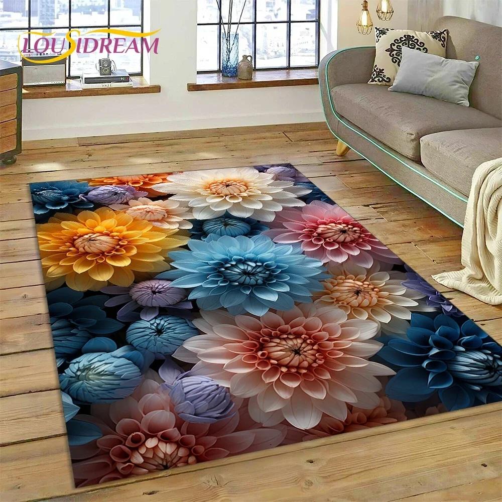 3D Dream Sun Flowers Nordic Daisy Carpet Rug for Bedroom Living Room Home Sofa Decoration,Children Game Large Decor Floor Mat