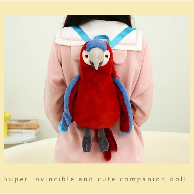 Backpack Parrot Red Plush Toy Cute Girl Birthday Holiday Gift Throw Pillow Doll