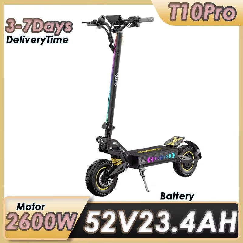 OOTD T10 Pro 11'' Elektrische Scooter, 1300W*2 motoren, 52V 23.4Ah batterij, topsnelheid 65 km/u, bereik ongeveer 70 km/u.
