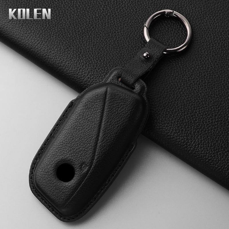 

Leather Car Key Case Cover Shell For Bmw I7 X7 G07 5 7 Series Ix X1 X5 G70 G09 Xm U06 G81 M3 Protected Keychain Fob Accessories