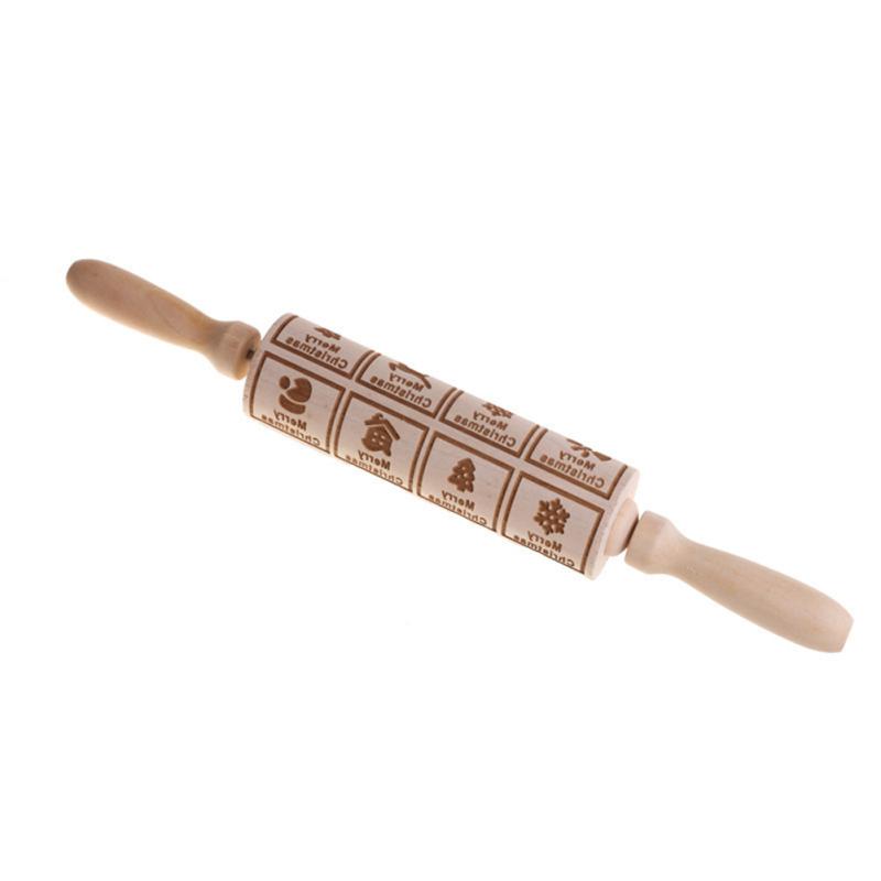 Rodillos de Navidad Rock Rolling de madera en relieve para hornear galletas, galletas, fondant, pastel con dibujos