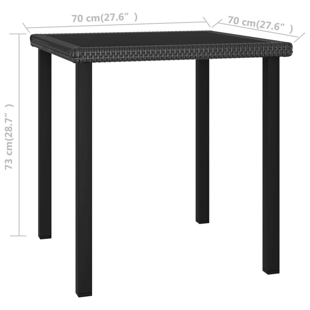 Garden Dining Table Black 70 x 70 x 73 cm Poly Rattan