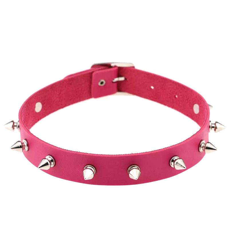 Pu Leather Choker Necklace For Women Men Cool Punk Gothic Biker Collar Studded Rock Necklace Rave Jewelry