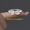 Women Rings Love Heart Shaped Zircon Diamond Two Tone Care Rings for Her Elegant Gift