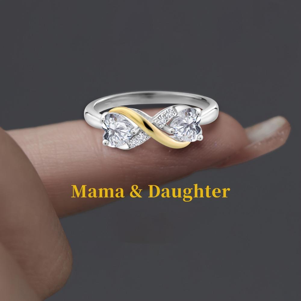 Women Rings Love Heart Shaped Zircon Diamond Two Tone Care Rings for Her Elegant Gift