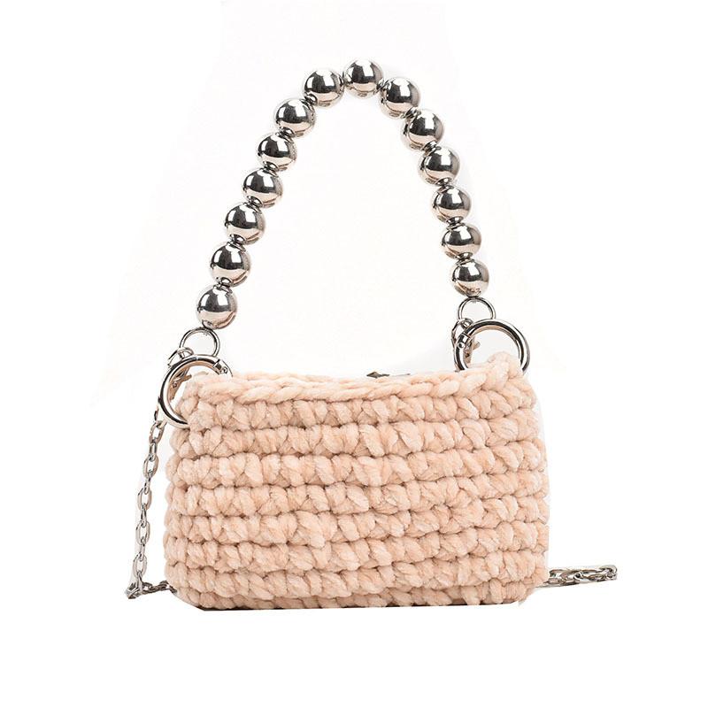 Mini Velvet Woven Children s Handbag With Pearls For Stylish Kids In Various Colors бежевый