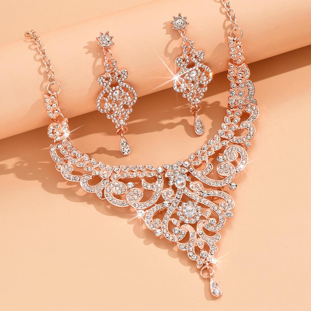 Design sense palace style Zircon set, high-end luxury rhinestone inlaid women's Zircon accessories