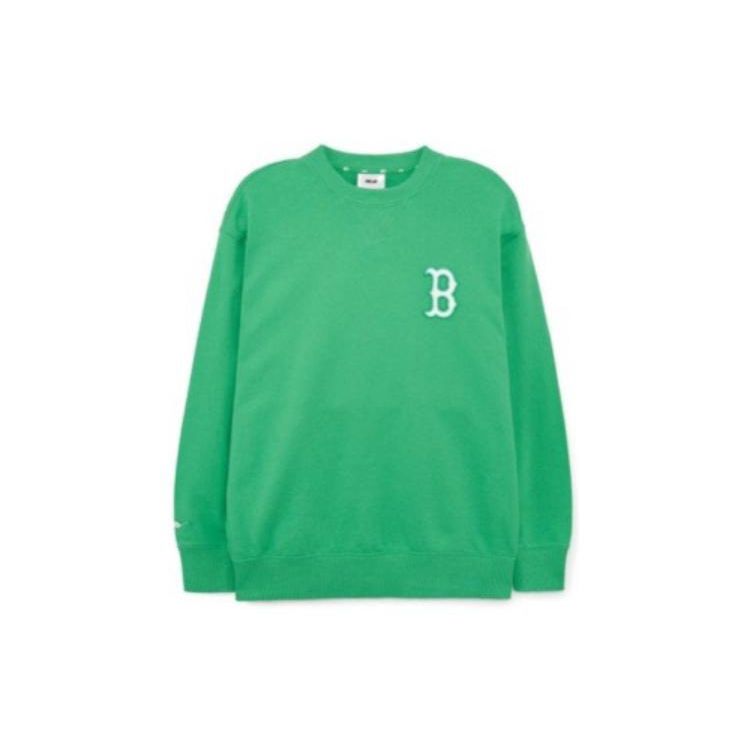 MLB Boston Red Sox Letter Embroidery Loose Fit Crewneck Long Sleeve Sweatshirt Men sweatshirt Green 3AMTD0131-43GNS