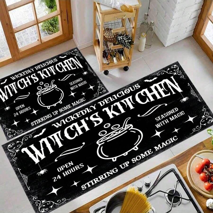 

1/2 шт. Хэллоуин Кухонный коврик Ведьма Уличный Нескользящий Придверный коврик Готический Домашний декор Коврик для прачечной Коврик для прихожей Тряпка 40x60cm 1pc
