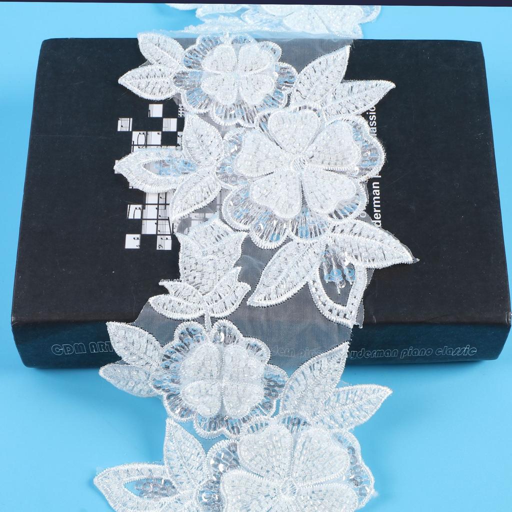 Bead Lace Accessories Width 20Cm Beads Bead Embroidery Mesh Bottom Embroidery Fabric Lace Fabric Decorative Lace