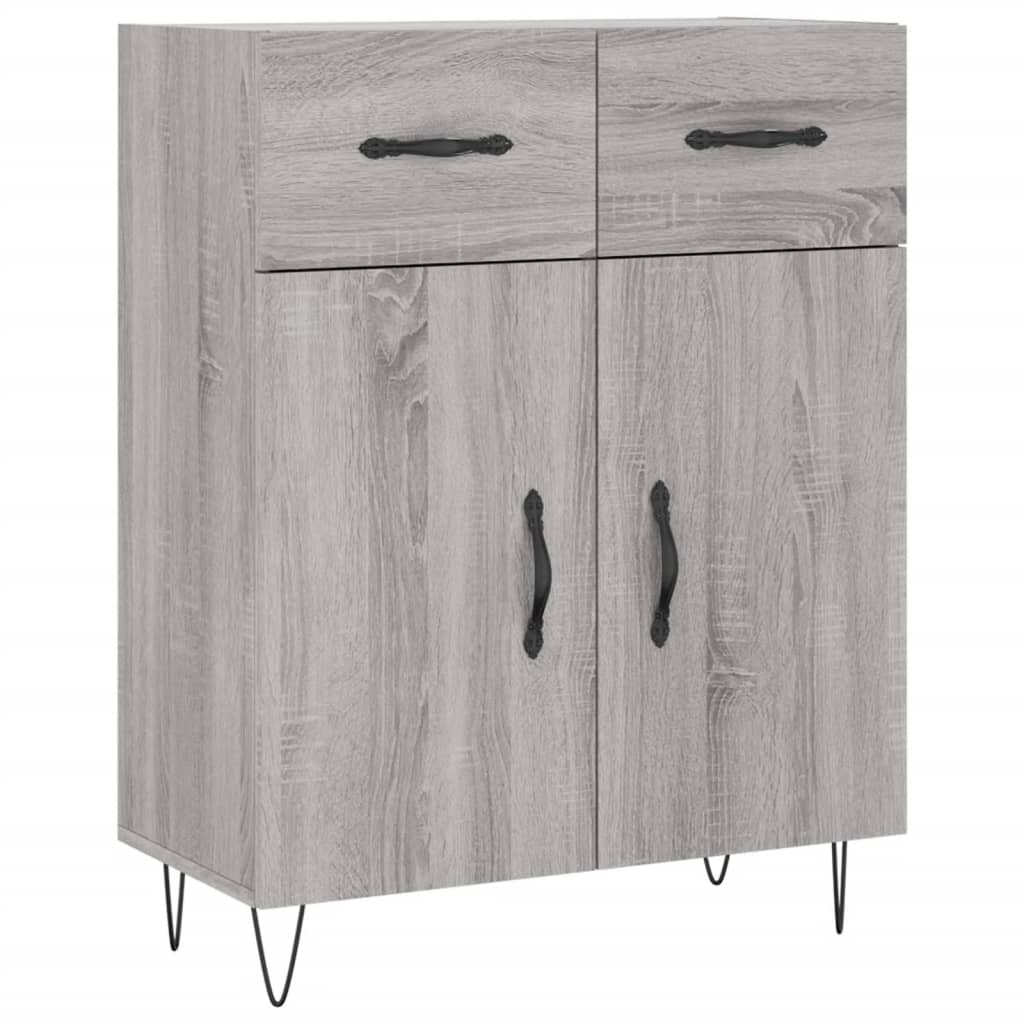 Vidaxl Display Cabinet Gray Sonoma Oak 69.5X34X180Cm Wood-Based Material