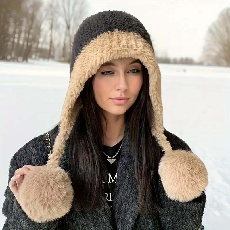 

Cozy Fashion Warm Thickened Plush Hat Windproof Coldproof Solid Color Ear Protection Bonnet Caps for Autumn Winter for Men Women сірий колір