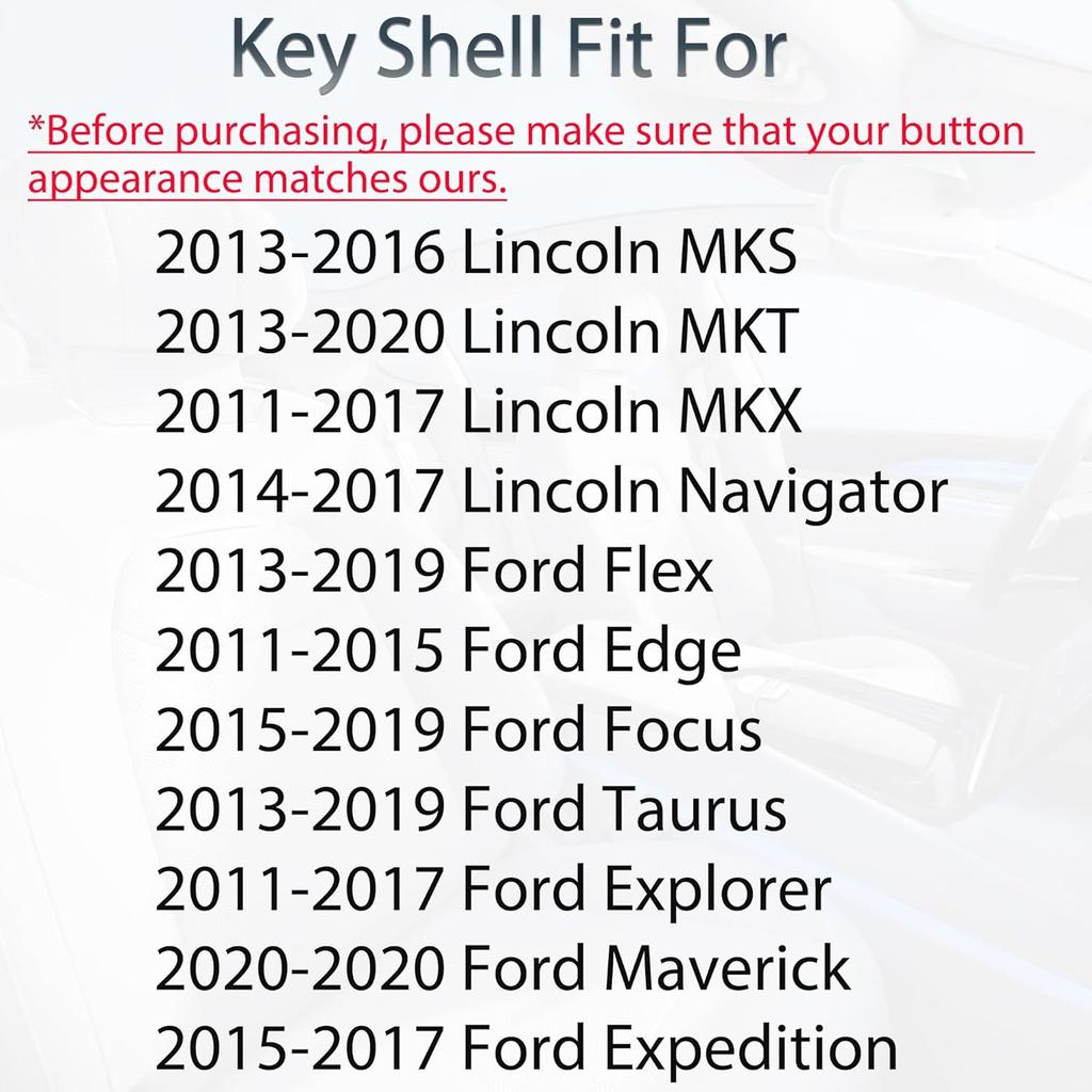 Key Fob Shell Case Replacement Fits For Ford Edge Explorer Focus Taurus Flex Expedition Lincoln MKS MKT MKX Navigator 2011 2012 2013 2014-2017