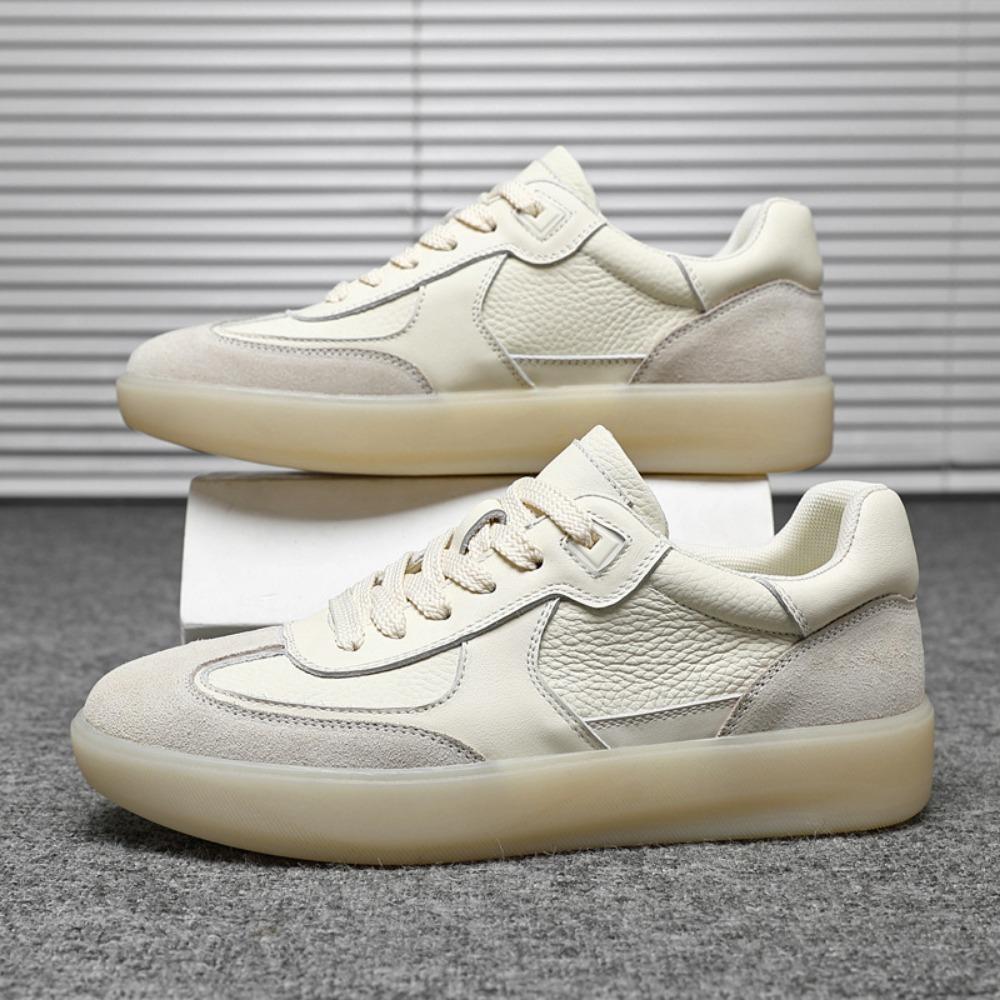 Leather Casual Shoes Man Sneakers Trend New Cowhide Casual Board Shoes Lightweight Breathable Soft Soled Sports Shoes for Men