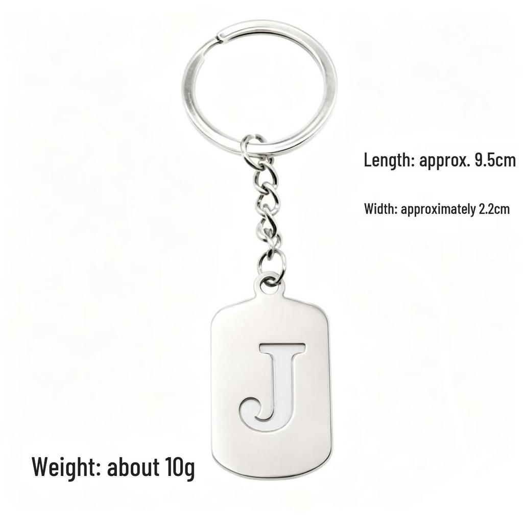 Pendentif Porte-clés 26 Lettres en Acier Inoxydable Creux - Polyvalent pour Sac à Dos, Voiture, Plaque Militaire