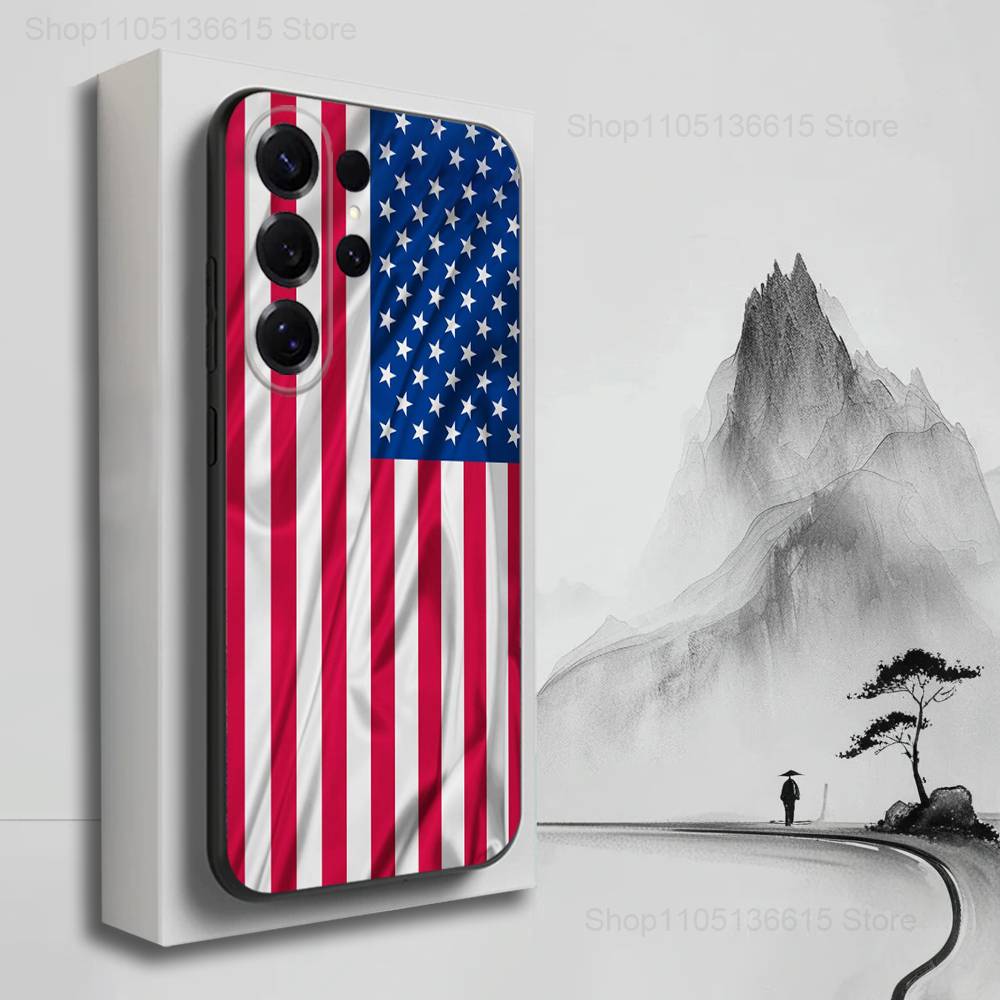 Cool Art Americans Flag Case For Samsung S10,Plus,S9,S22,S25,Ultra,S24,S21,S20,S23,FE,Lite,Soft Silicone Black
