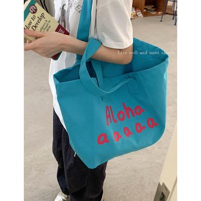 Casual Canvas Bag Large Capacity Armpit Bag Women's  New Alphabet Printed Tote Bag Student Class Bag