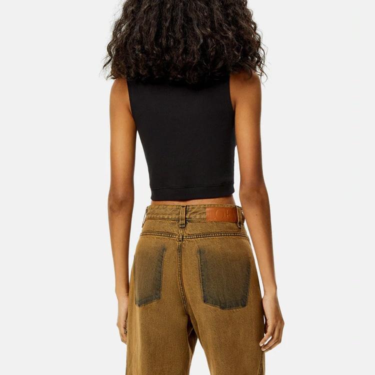 Loewe Cropped Cotton Anagram Tank Top Black/White Women's S540Y07XAG-1102