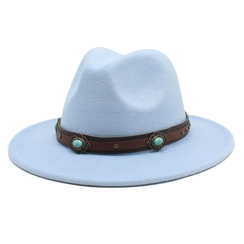 Women'S Simple Wool Top Hat White Trend Versatile Belt Men'S Jazz Hat