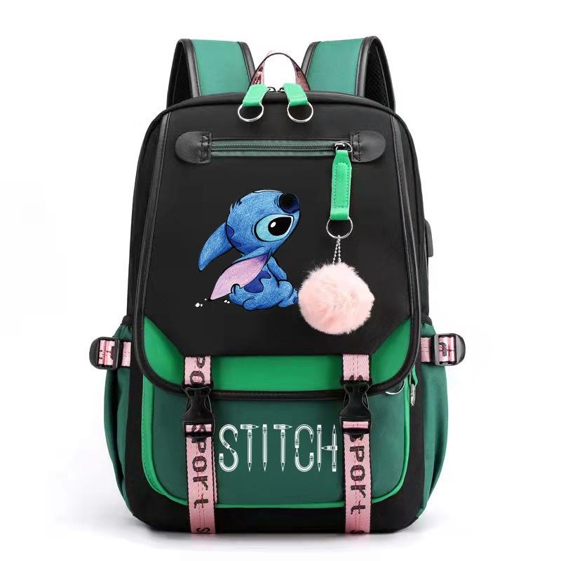 Stitch Cartoon Backpack For Boys Girls With Usb Charge Port