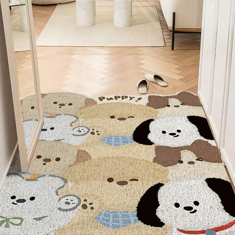 Cartoon Mengqu Silk Circle Floor Mat Door Dirt-Resistant Entry Door Floor Mat Household Wear-Resistant Dirt-Resistant Entry Door Entrance Foot Mat