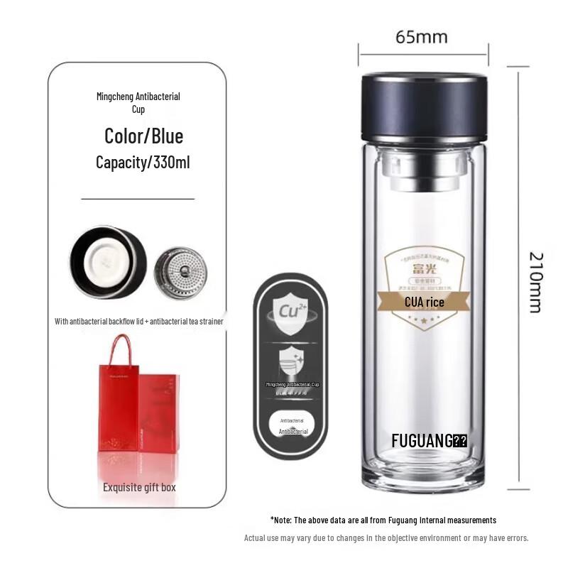 FUGUANG Business Portable Double-Layer Glass Tea Infuser Bottle 330ml