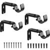 Set of 4 Adjustable Wall Brackets for Black Stainless Steel Curtain Rod - Int. Ø. 25.4 Mm, Load 20 Kg