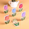 6Pcs Double-Sided Tulip Layered Tray Decoration Candy Color Plastic Floral Decoration  Office Decor
