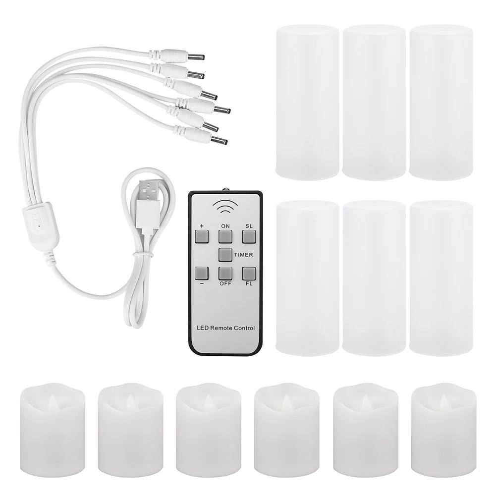 

Pack of 12/24 Rechargeable LED Candle with Remote Flameless Flickering Tea Lights Home Dinner Christmas Wedding Party Decor 6pcs
