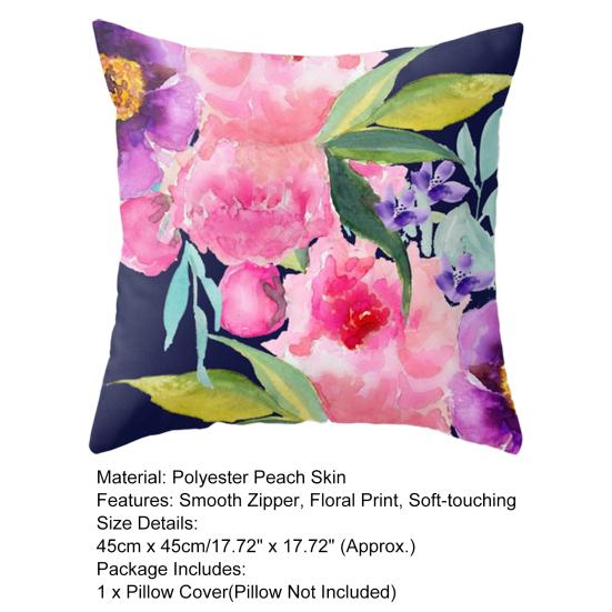 Pillow Cover Fancy Shrink-resistant Portable Pillow Cover Vibrant Color Floral Cushion Case Pillow Cover Household Supplies