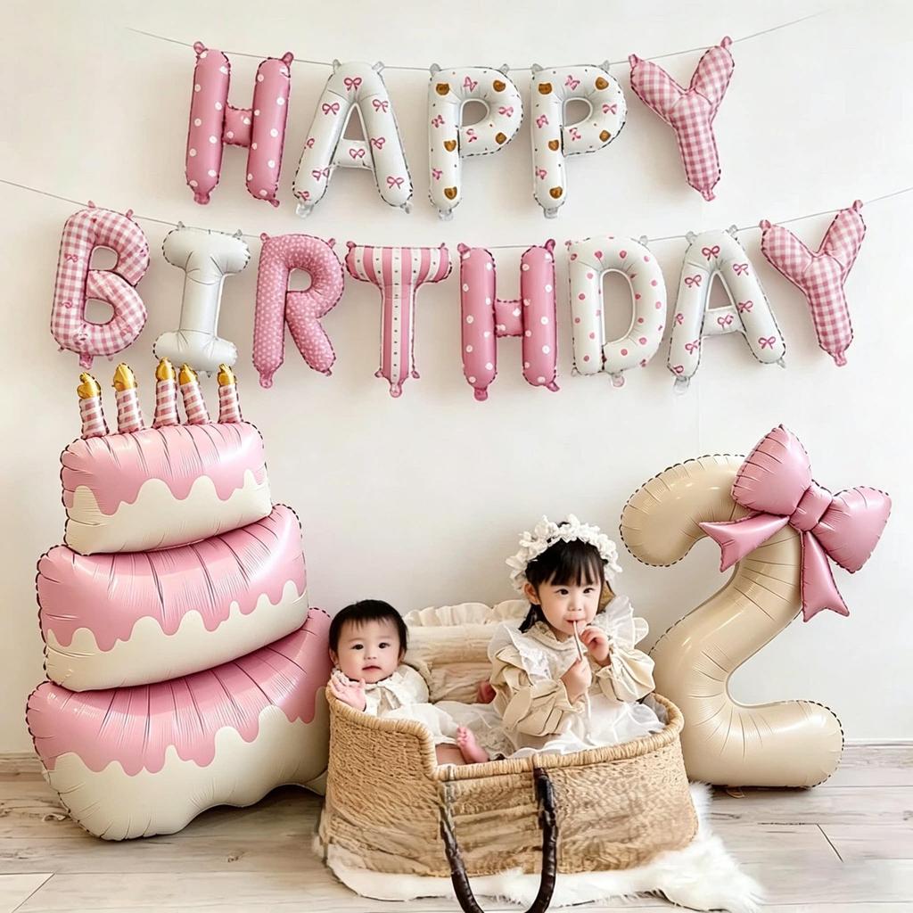 Set di Palloncini con Lettere in Tessuto per il 1° Compleanno di un Bambino per Decorazione Festa