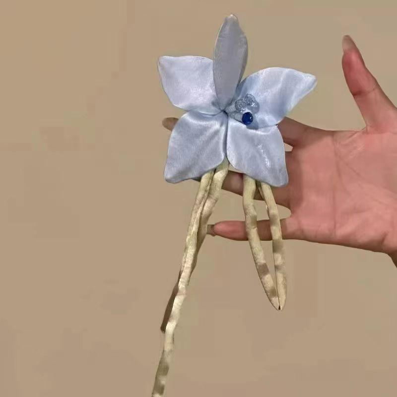 Spring and summer lily flower streamer headband girlish sense holiday style exaggerated photo atmosphere hair accessories super fairy beautiful