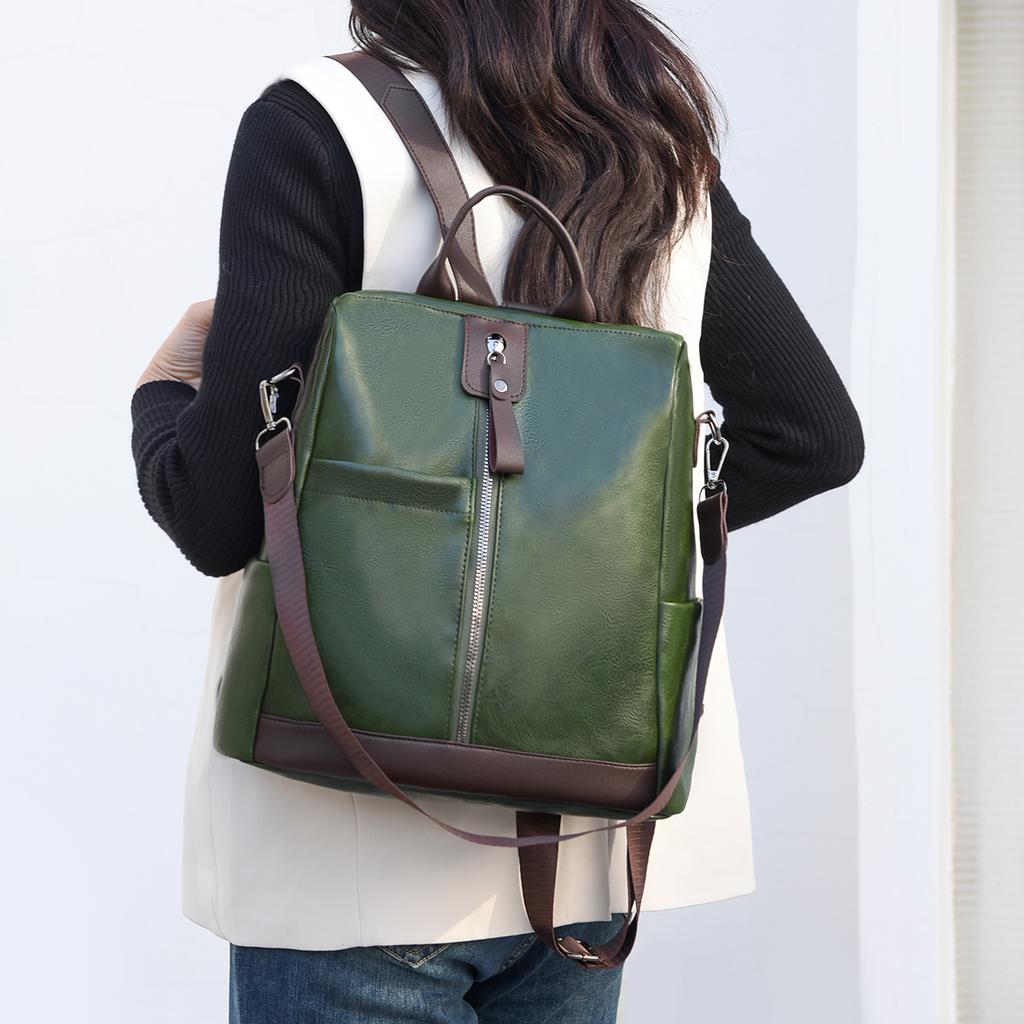 Sac à dos en cuir souple pour femme, sac à dos antivol multifonction