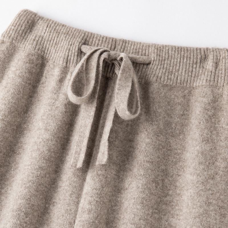 Australian Wool Wide Leg Pants - Women's Autumn/Winter Straight Leg Cashmere Knit Floor-Length Trousers