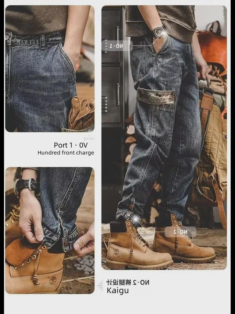 2022 Men's Retro American Plus Velvet Thickened Straight Jeans for Autumn & Winter