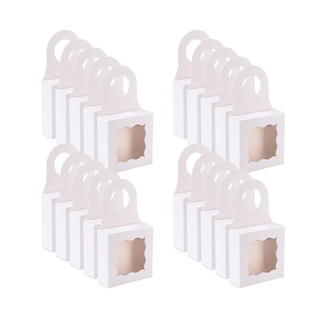 25pcs Wine Bottle Box with Visible Window Collapsible Bottle Hanger Favor Box White