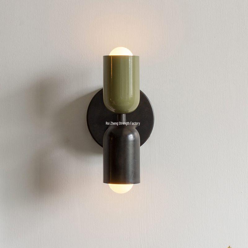 Mid-Century Modern Double-Head Cream Wall Lamp - Creative & Colorful Vintage Design for Nordic Bedrooms