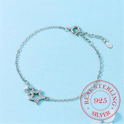 Bracciale Charm Stella Vuota di Cristallo in Argento Sterling 925 per Donne Regalo Bracciali e Bangles Eleganti Gioielli in Argento