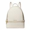 Rhea Logo Faux Leather Backpack Medium Women's Vanilla White and Cream White