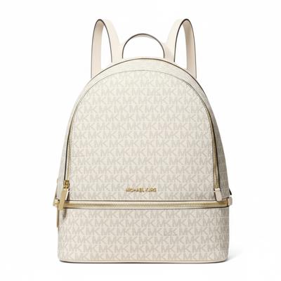 Zaino Rhea Logo in Ecopelle Medio da Donna Bianco Vaniglia e Bianco Crema