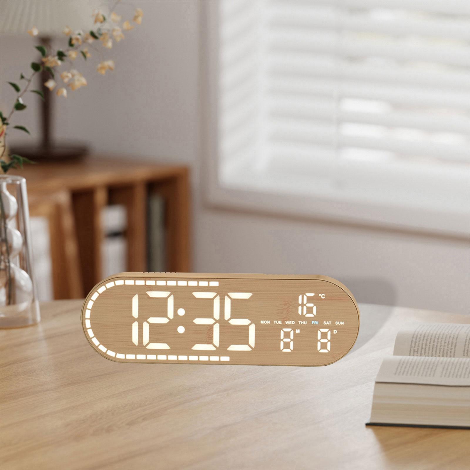 

LED Digital Wall Clock Modern Silent Alarm Clock with Temperature and Day Display for Kitchen Bedroom Office Decor жовтий