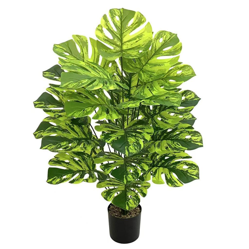 White Variegated Monstera Artificial Plant for Window Display, Garden, Home Decoration, and Soft Furnishings.
