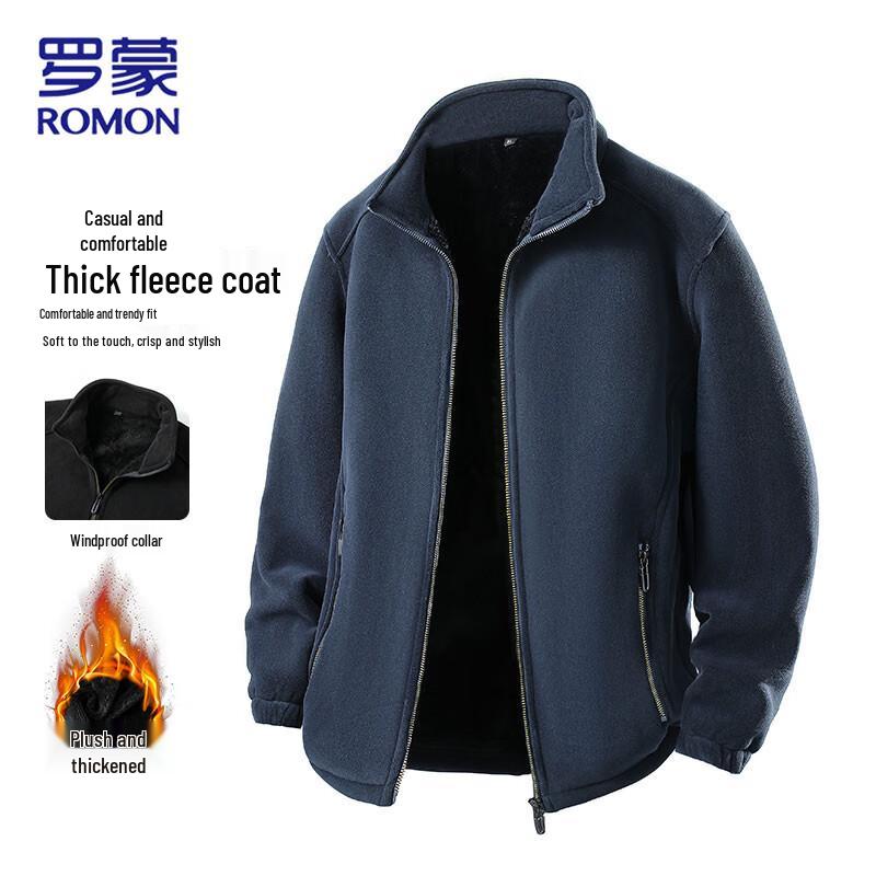 

ROMON Men s Thickened Stand Collar Fleece Jacket 5XL