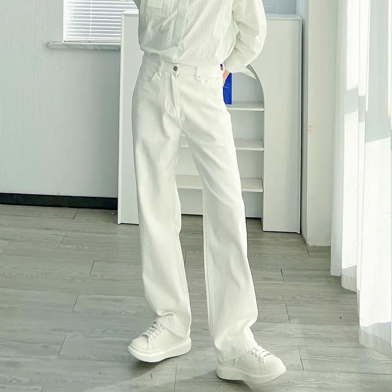 Новые джинсы Мужские Прямые Свободные Белые Брюки Весна и Лето Простые Повседневные Брюки S