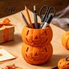 Decorative Holiday Container 3D Printed Double Pumpkin Pen Holder Stacked Desktop Organizer Shaped Organizer Halloween Stationery Storage